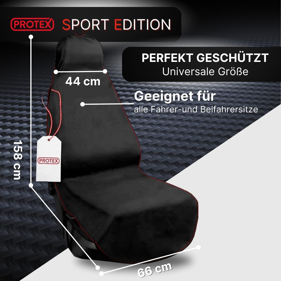 Universal Auto Sitzschoner - Werkstatt Sitzschoner Schwarz mit roten Nähten