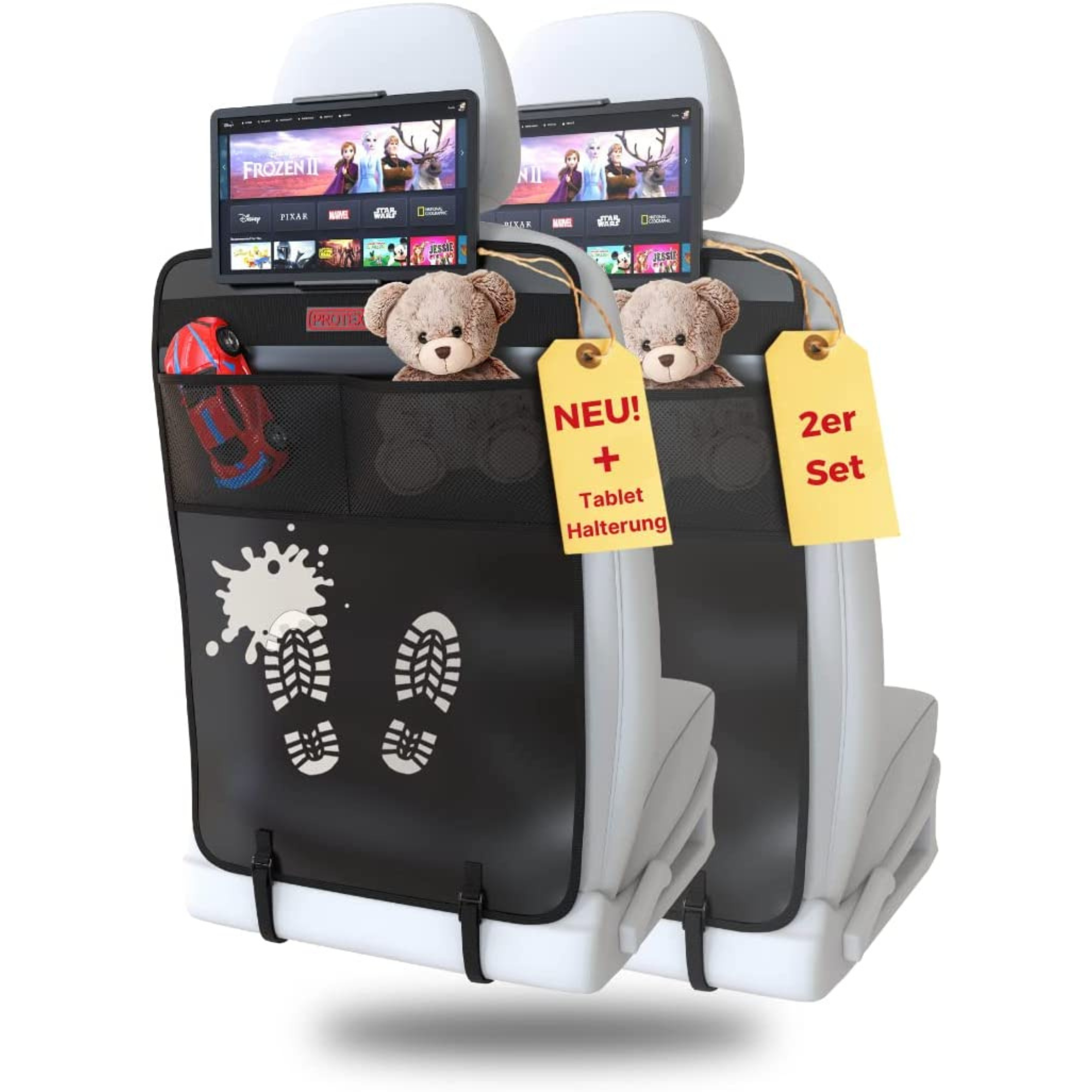 Kfz Rückenlehnen Schutz & Organizer mit Tablethalter - Protex