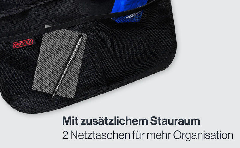 Protex, Kfz Rückenlehnen Schutz & Organizer, 2 Netztaschen für mehr Organisation und zusätzlichem Stauraum