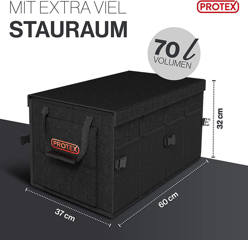 PROTEX Kofferraum Organizer 70 l - Faltbare Kofferraumtasche mit Deckel -  XXL Kofferraumbox mit Wärme- & Kältedämmung - Praktisch & Wasserdicht Aufbewahrungsbox  Auto - Einkaufen, Camping, Reisen: : Auto & Motorrad