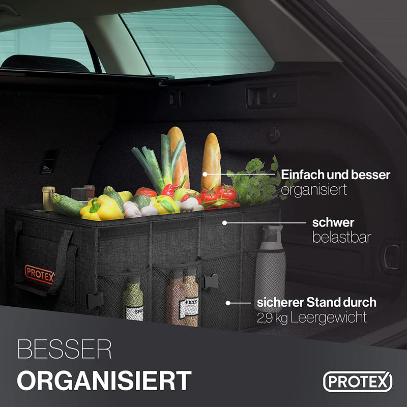 Kofferraum-Organizer, robust, zusammenklappbar, mit isolierter,  auslaufsicherer Kühltasche, mit Deckel, 3 Fächer, mit Gurten für Auto, SUV,  Jeep, Limousine : : Games